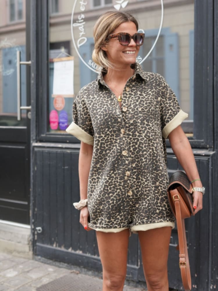 Iréne™ | Mini jumpsuit med gepardmönster