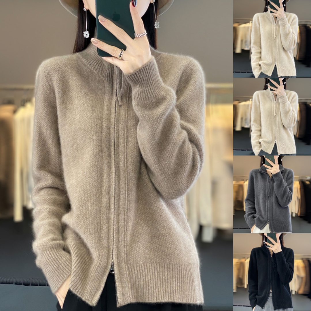 Elvira™ | Dragkedjeförsedd cardigan i kashmir, 100 % ull