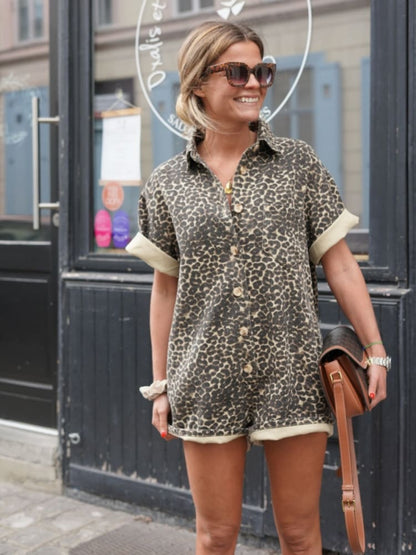 Iréne™ | Mini jumpsuit med gepardmönster